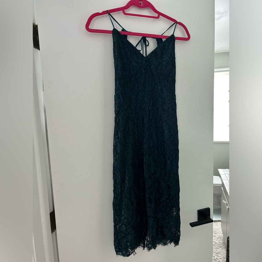 Lulu lace mid dress deep green